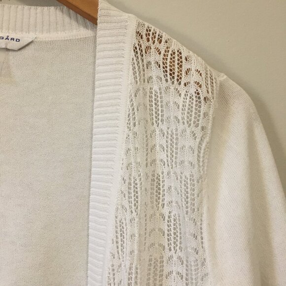 Cotton Rayon White Pointelle Knit Balletcore Bolero - Picture 3 of 12